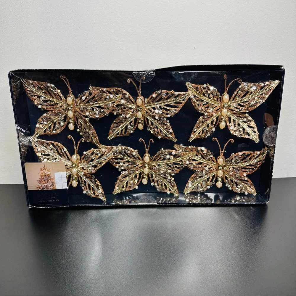 RACHEL Rachel Roy Gold-Colored Butterfly Tree Clip Ornaments NEW! - Picture 2 of 9